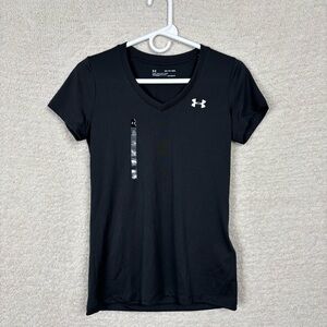 Under Armour Top Womens XS Black Short Sleeve Loose Fit V Neck T-shirt
